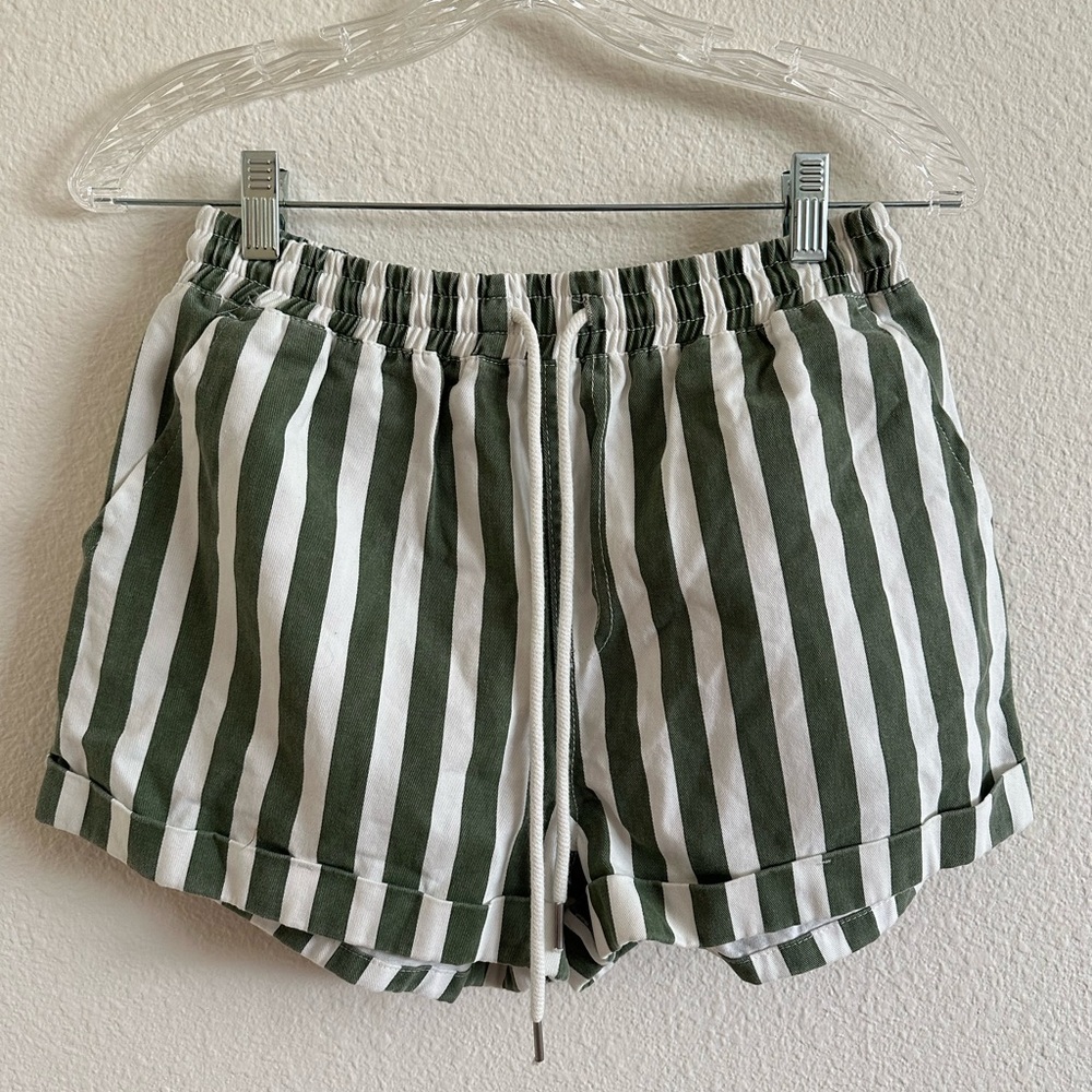 Forever 21 Striped Green and White Bermudas